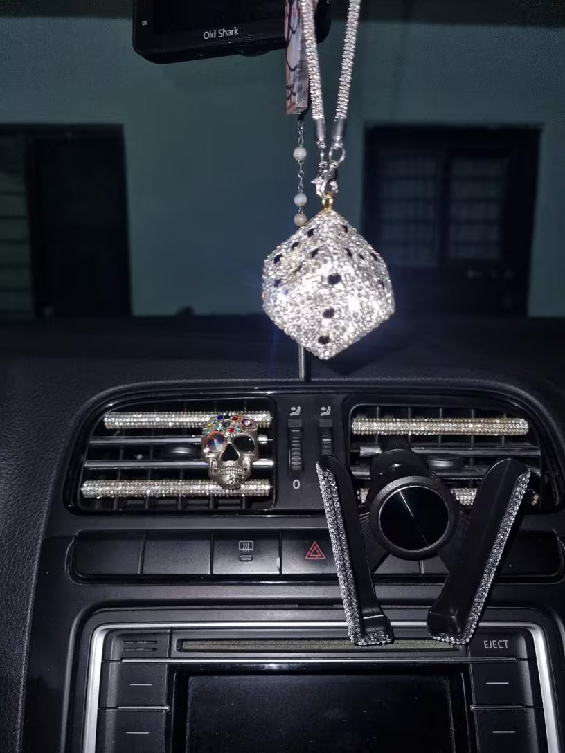 NightDrive's Lucky Rhinestone Dice Ornament Car Decoration